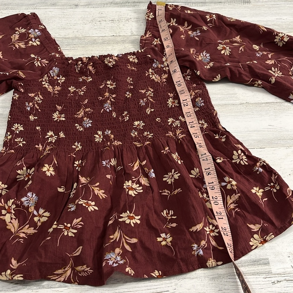 Madewell Lucie Smocked Square Neck Peplum Floral Blouse Size 2 NWT - Picture 11 of 11